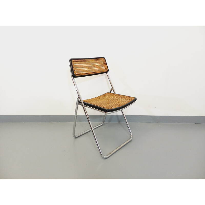 Vintage folding chair in wood and cane, 1970