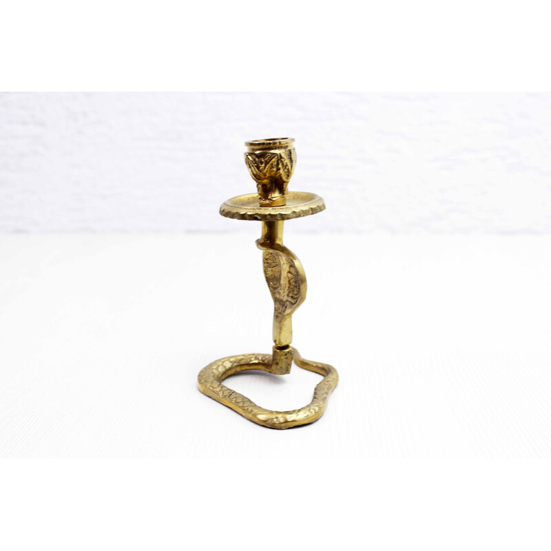 Vintage brass cobra candlestick, 1970