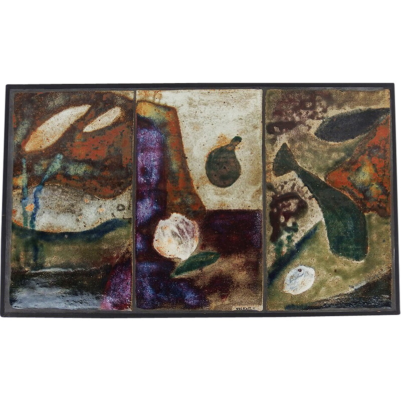 Vintage ceramic panel by Vladimir Volkoff, France 1989