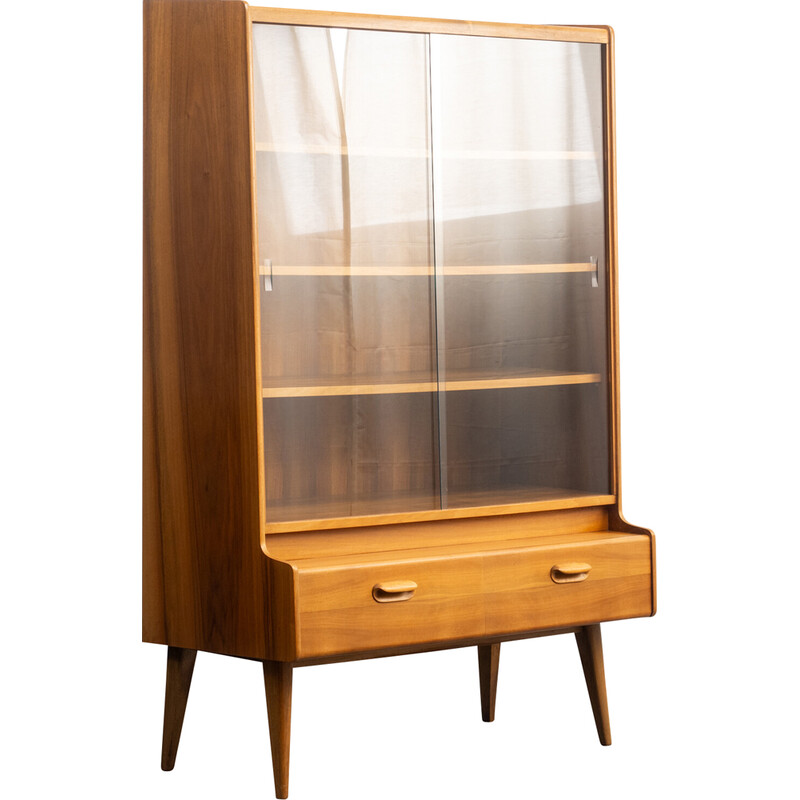 Vintage glass and solid wood showcase by Dewe, 1950