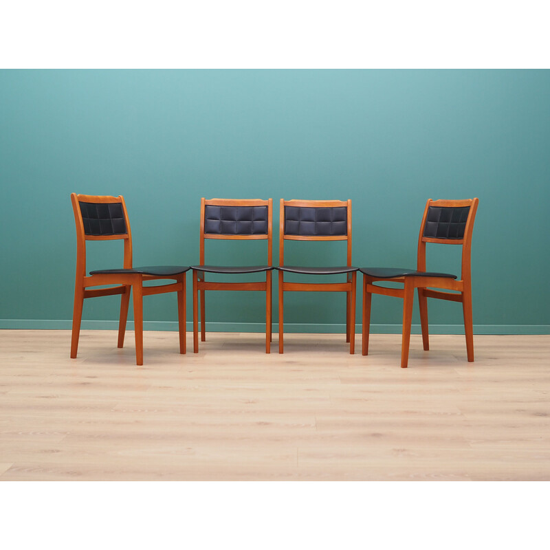 Set of 4 vintage beech chairs, Denmark 1970