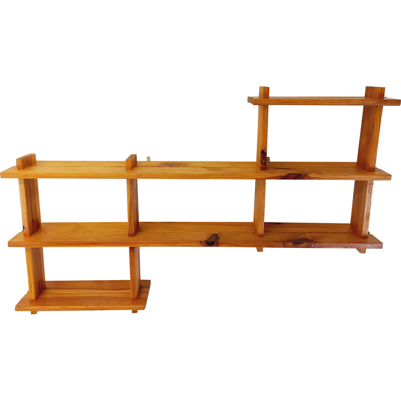 Vintage pine wall shelf, 1980