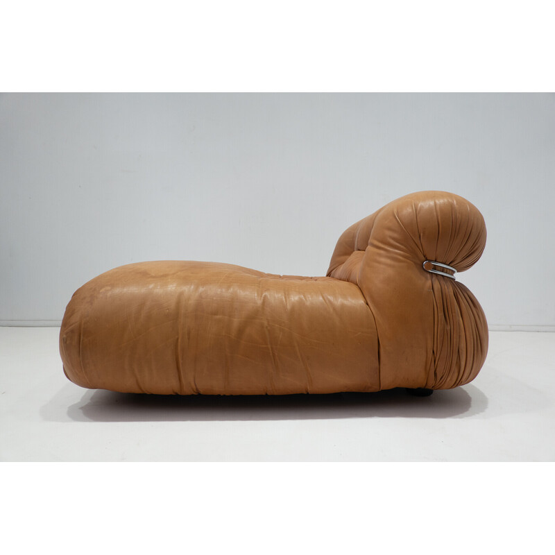 Chaise longue vintage Soriana en cuir d'origine Tobia