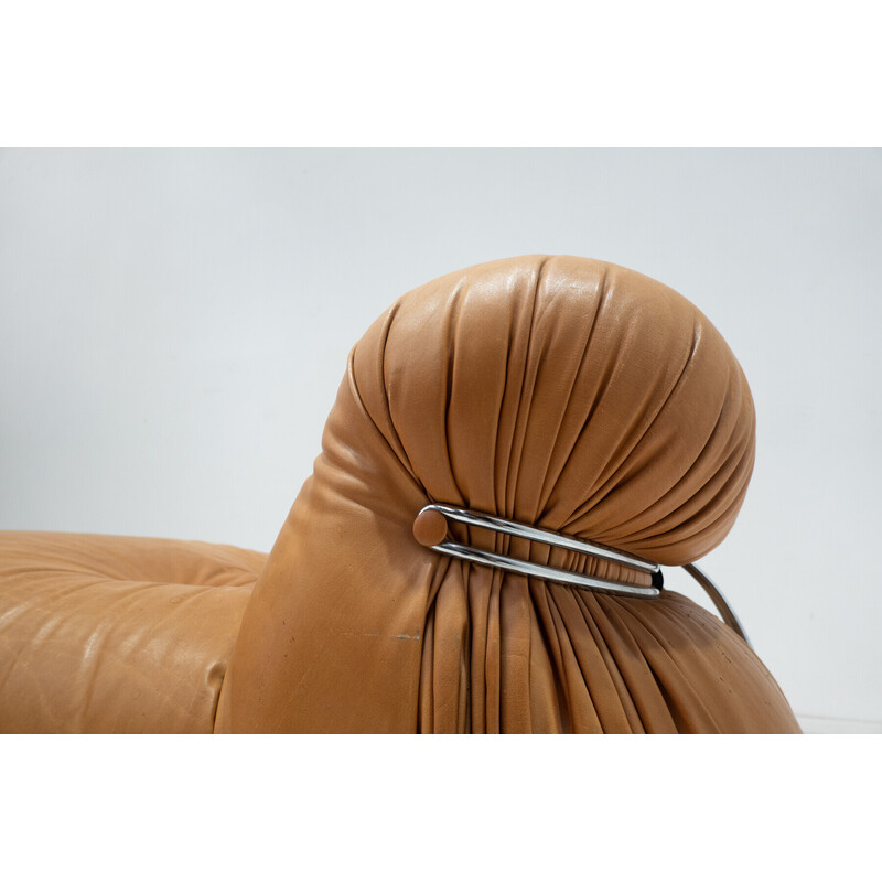 Chaise longue vintage Soriana en cuir d'origine Tobia
