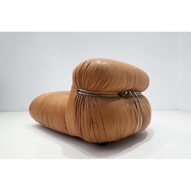 Vintage Soriana lounge chair in original leather by Tobia & Afra Scarpa, 1970