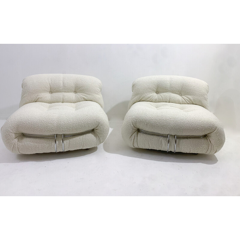 Pair of vintage Soriana armchairs by Afra and Tobia Scarpa for Cassina, Italy 1970
