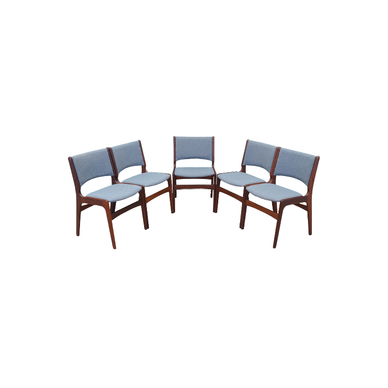 Set of 5 vintage rosewood chairs by Henning Kjaernulf, Denmark 1970