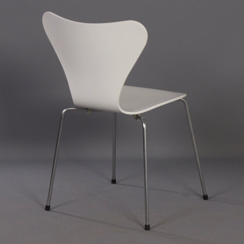 Juego de 4 sillas vintage mariposa de madera blanca de Arne Jacobsen para Fritz Hansen, 2008