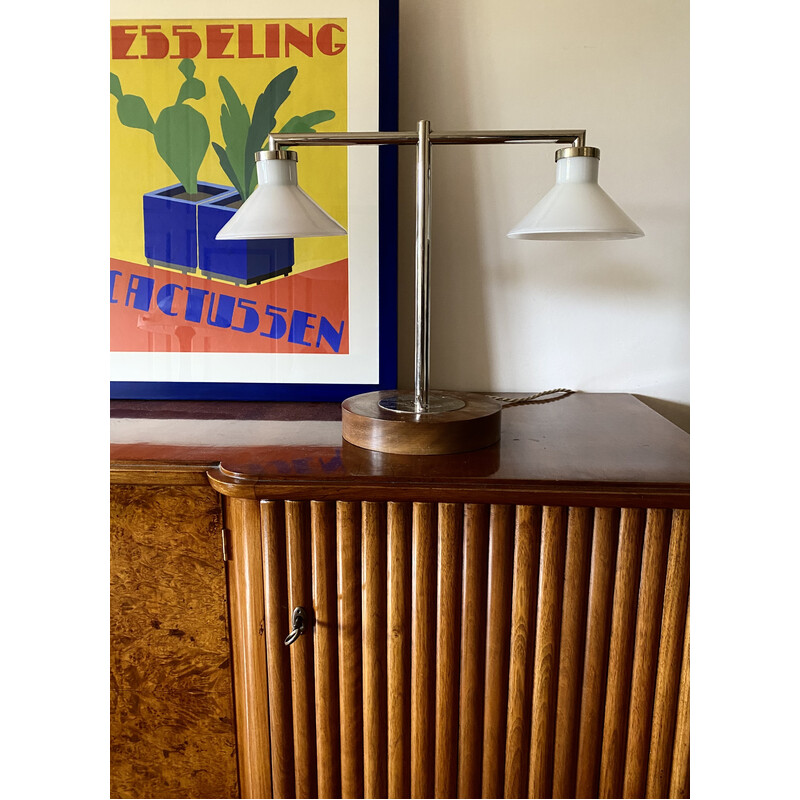 Lámpara de mesa vintage de madera, Europa 1950