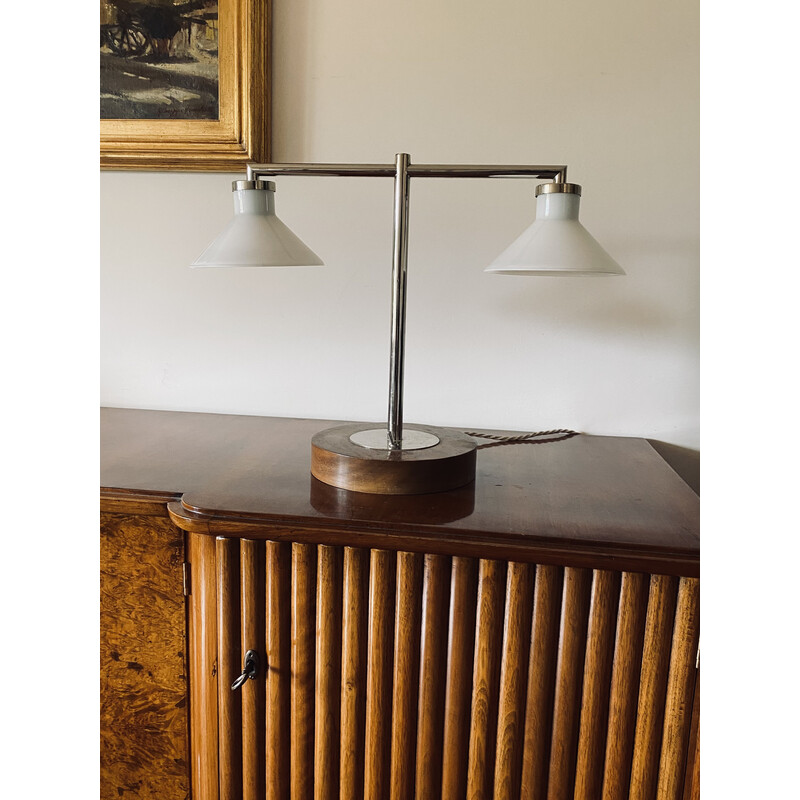 Lampada da tavolo vintage in legno, Europa 1950