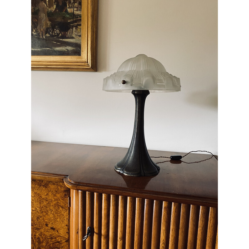 Lampe de table vintage en bronze, France 1930