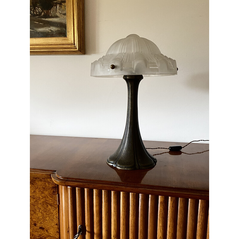 Vintage bronze table lamp, France 1930