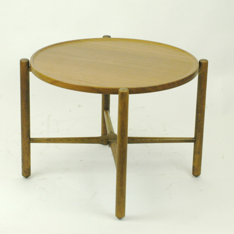 Circular teak folding coffee table by Hans Wegner - 1960s