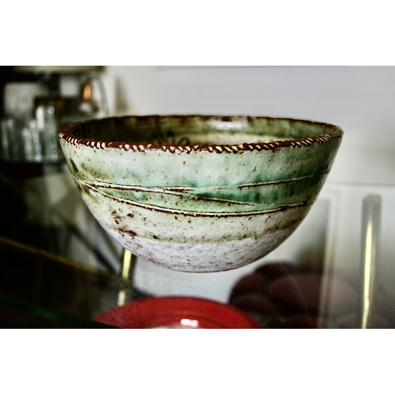 Vintage ceramic salad bowl by Albert Thiry, France 1960