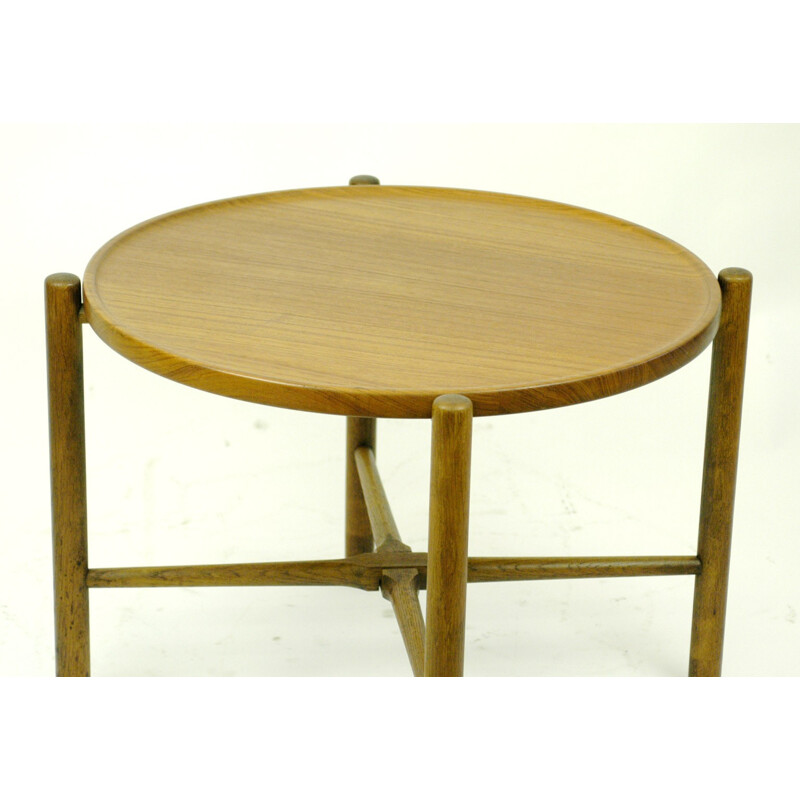 Circular teak folding coffee table by Hans Wegner - 1960s