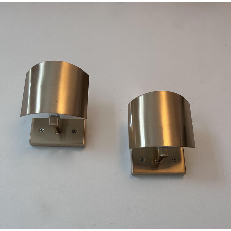 Pair of vintage brass adjustable wall lights for SCE, France 1970