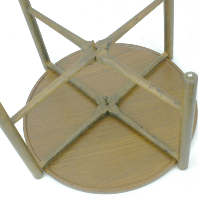 Table basse circulaire en teck pliante de Hans Wegner - 1960