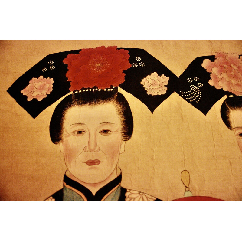 Peinture vintage chinoise de la dynastie Qing, 1890