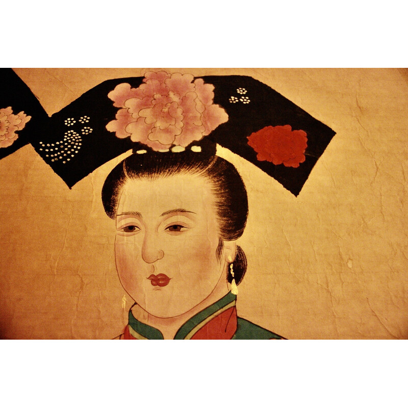 Pintura chinesa vintage da dinastia Qing, 1890