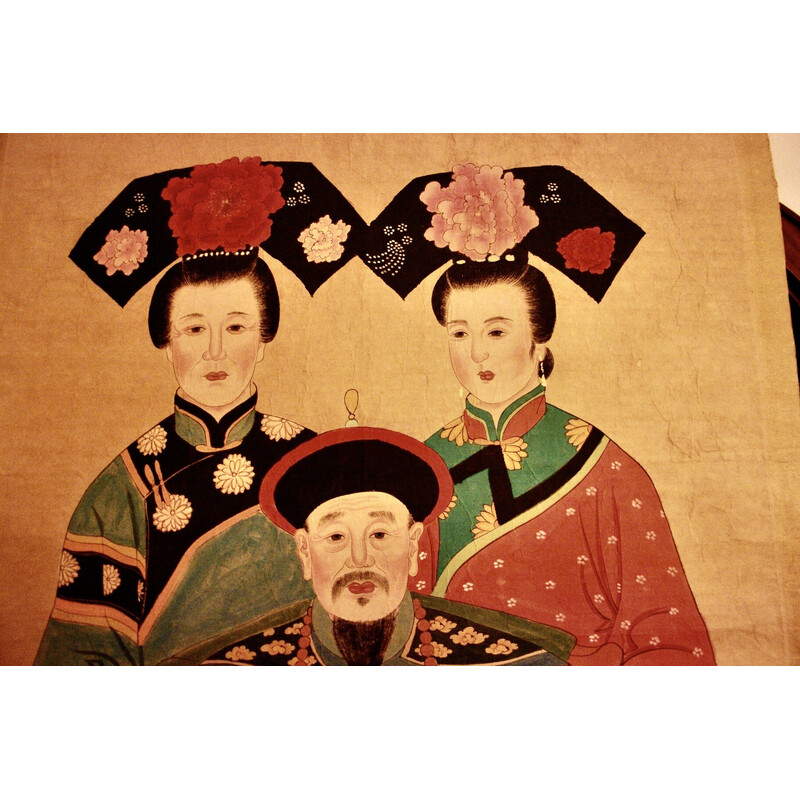 Pintura chinesa vintage da dinastia Qing, 1890