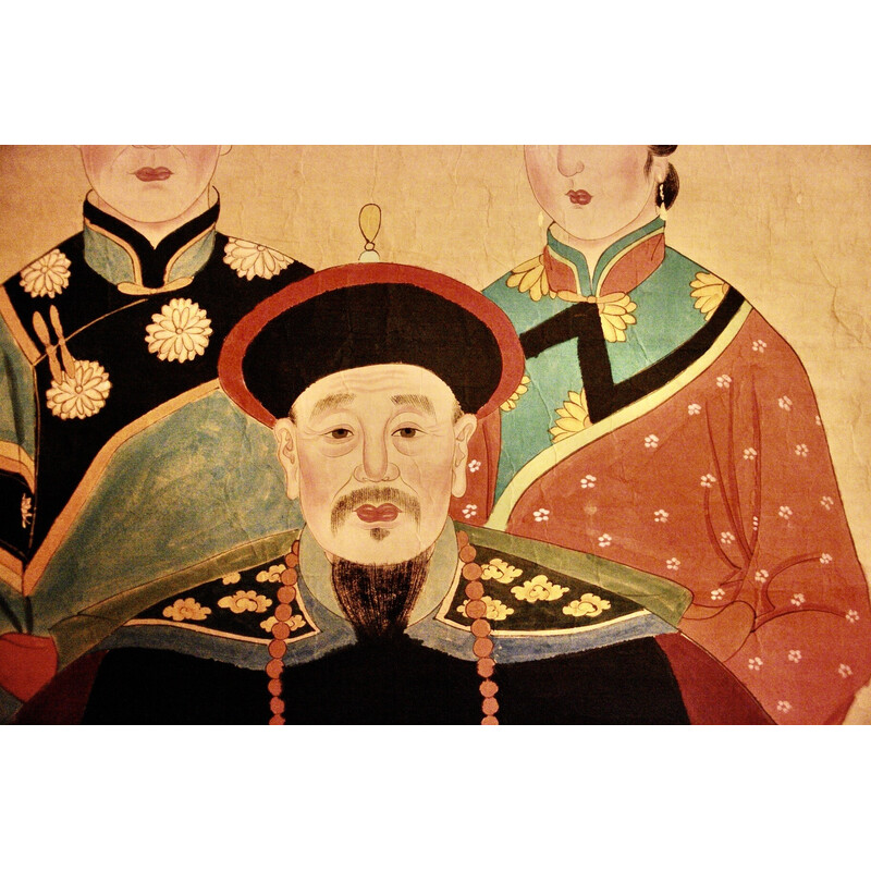 Peinture vintage chinoise de la dynastie Qing, 1890