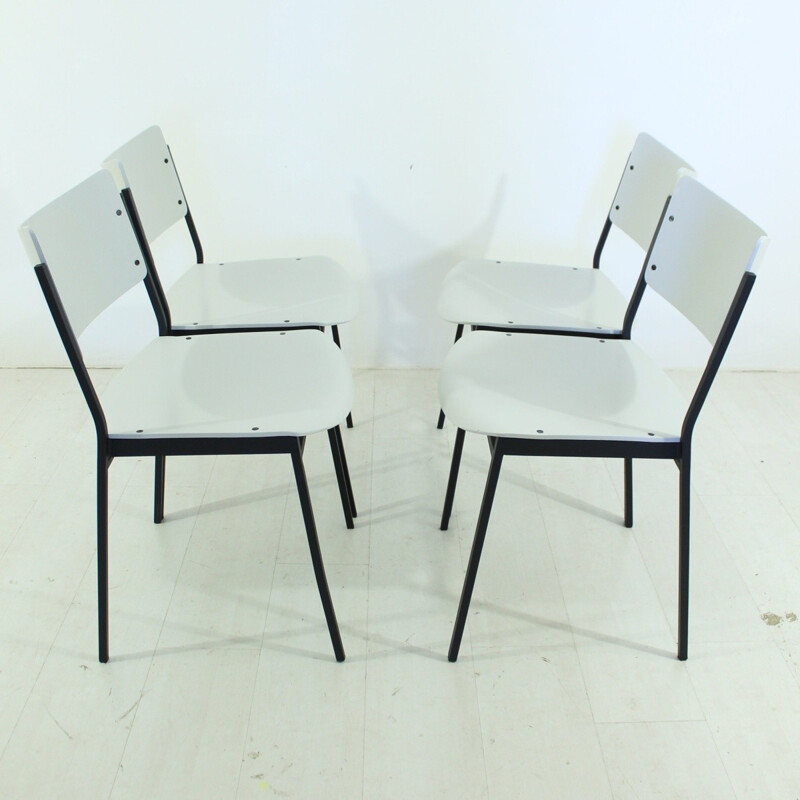 Set of 4 grey vintage dinning chairs - 1960s