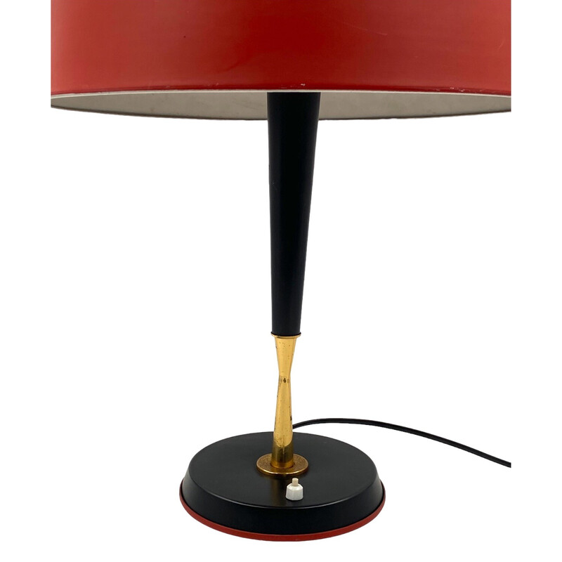 Vintage brass and aluminum table lamp by Oscar Torlasco for Lumi, Italy 1954