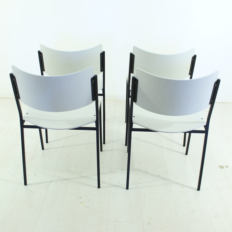 Set of 4 grey vintage dinning chairs - 1960s