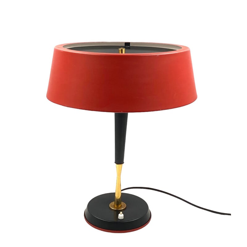 Vintage brass and aluminum table lamp by Oscar Torlasco for Lumi, Italy 1954