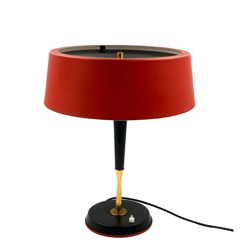 Vintage brass and aluminum table lamp by Oscar Torlasco for Lumi, Italy 1954