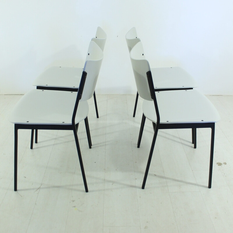 Set of 4 grey vintage dinning chairs - 1960s