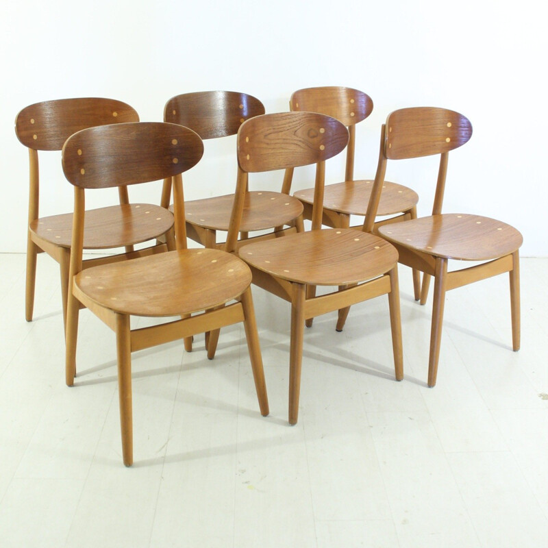 Set of 6 swedish dining chairs by Alf Svensson for Hagen Fors - 1950s