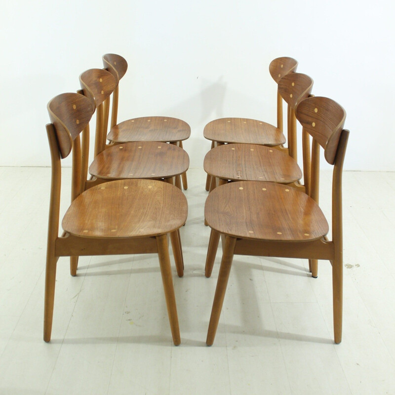 Ensemble de 6 chaises à repas par Alf Svensson pour Hagen Fors - 1950