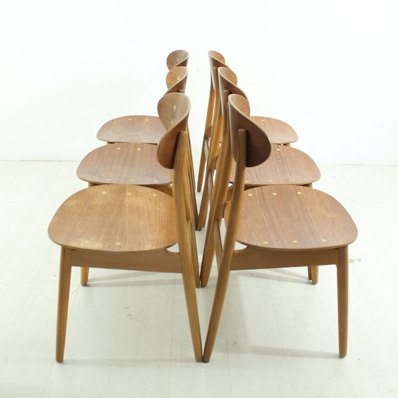 Ensemble de 6 chaises à repas par Alf Svensson pour Hagen Fors - 1950