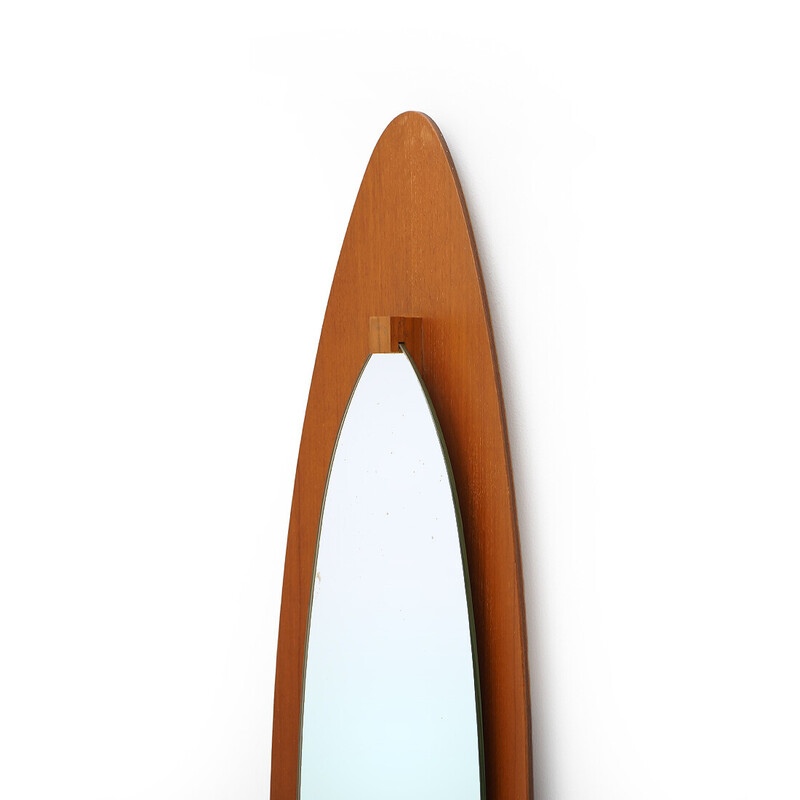 Vintage curved plywood mirror, Italy 1960