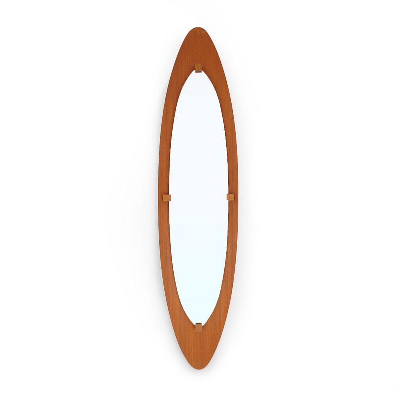 Vintage curved plywood mirror, Italy 1960