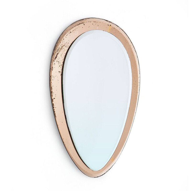 Vintage mirror with pink crystal frame, Italy 1970