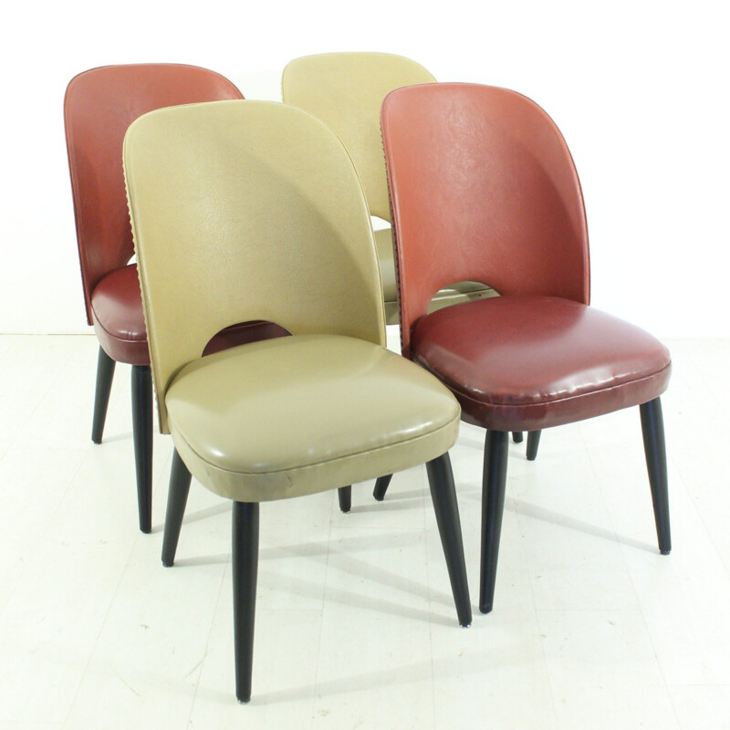 Set of 4 leatherette  chairs - 1950s