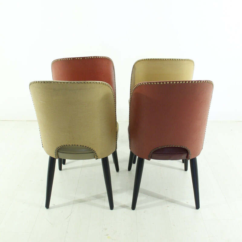 Set of 4 leatherette  chairs - 1950s