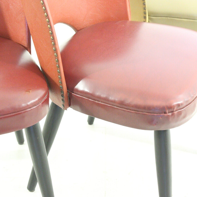 Set of 4 leatherette  chairs - 1950s