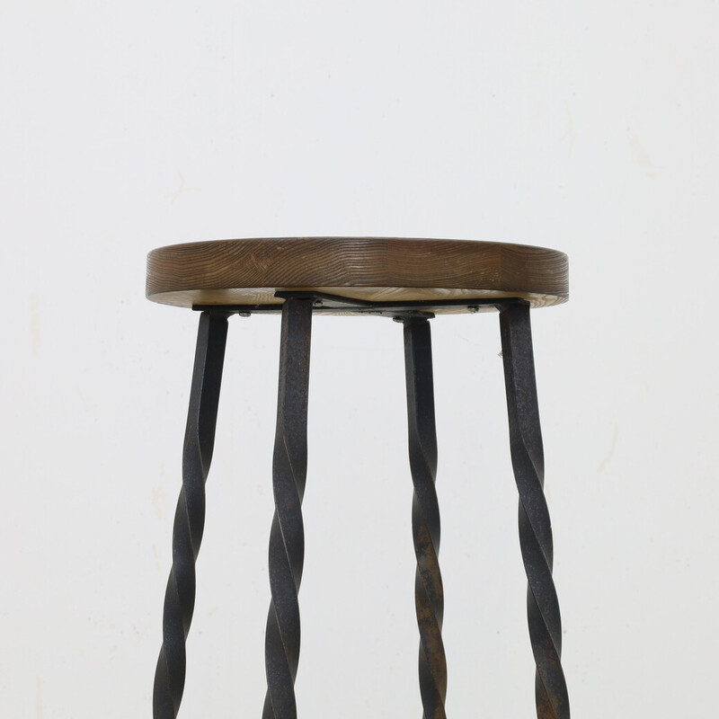 Set of 5 vintage wrought-iron barstools, 1970