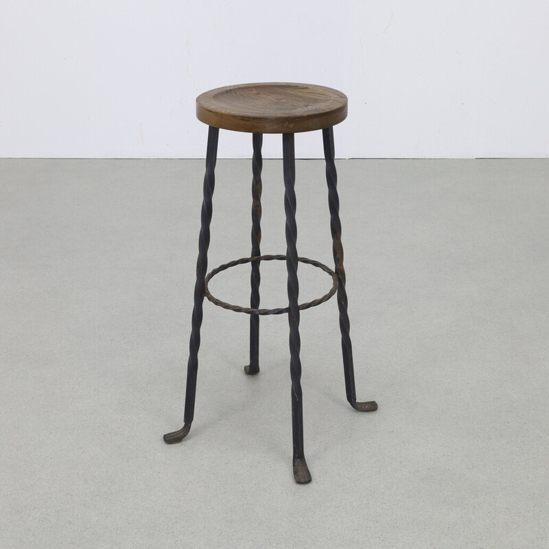 Ensemble de 5 tabourets de bar en fer forgé, 1970