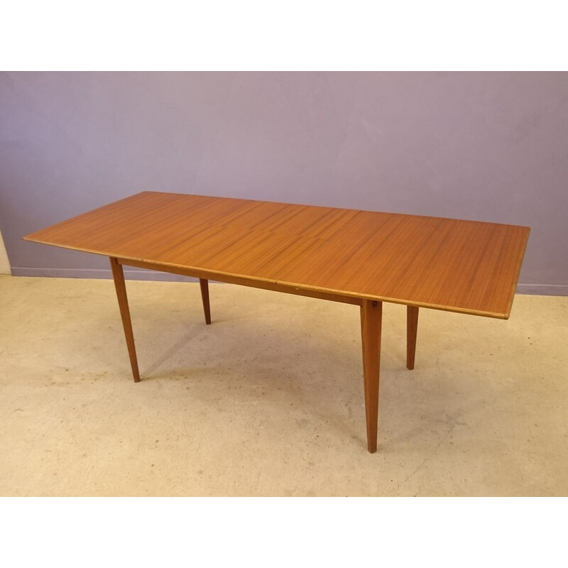 Table à repas scandinave en teck extensible - 1950