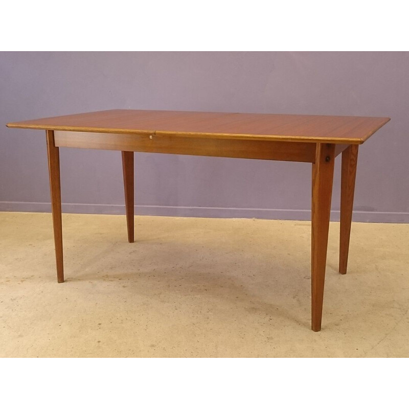 Scandinavian teak dining table with extension - 1950s