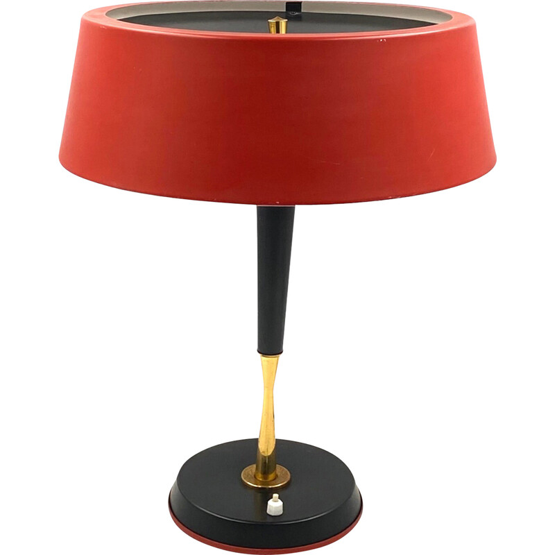 Vintage brass and aluminum table lamp by Oscar Torlasco for Lumi, Italy 1954