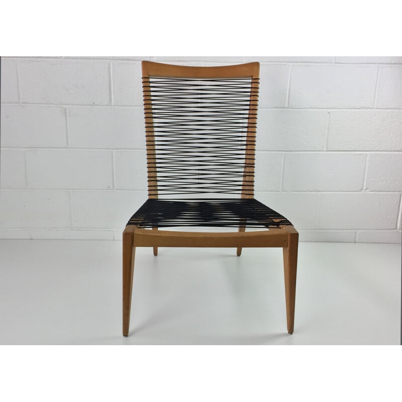 Vintage Scoubidou eiken fauteuil van Louis Sognot, 1950