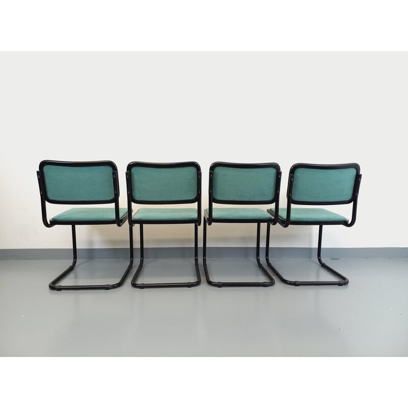 Set van 4 vintage zwarte metalen stoelen van Marcel Breuer