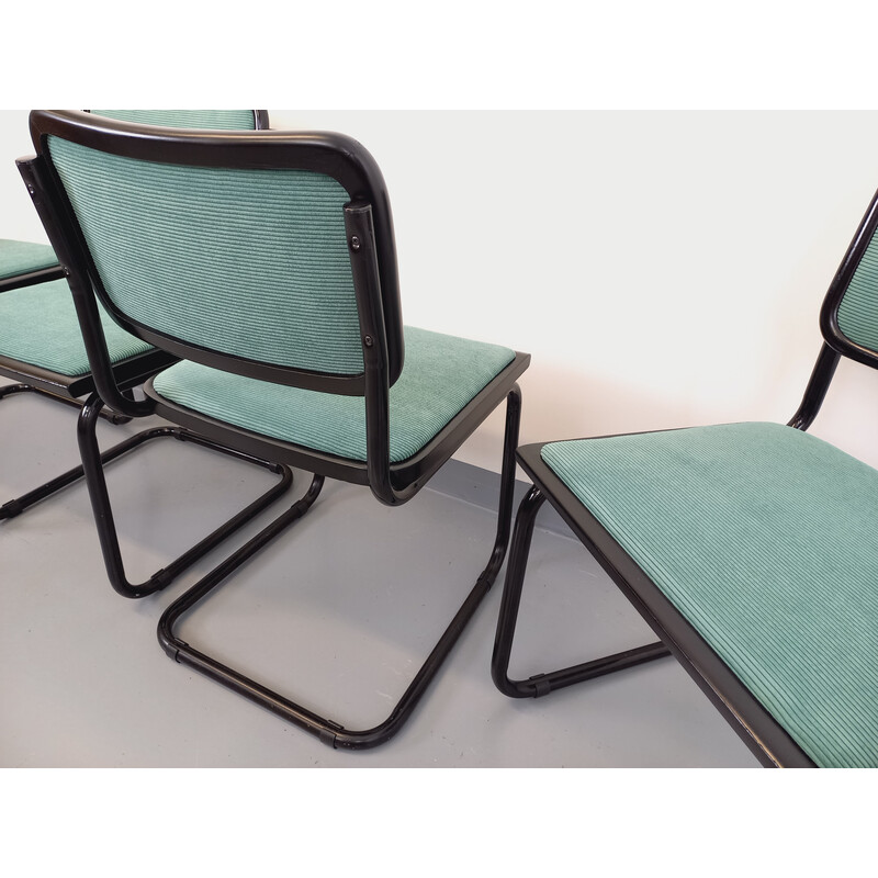 Set of 4 vintage black metal chairs by Marcel Breuer