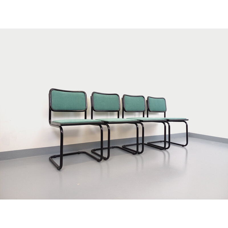 Set of 4 vintage black metal chairs by Marcel Breuer