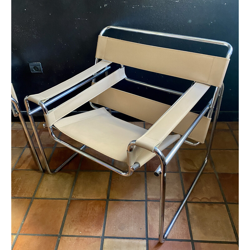 Paire de fauteuils vintage en metal chromé, 1980